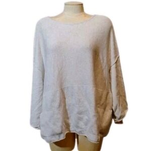 Pure Jill by J. Jill Oversized Boxy Cashmere Cotton Top Gray Lagenlook M